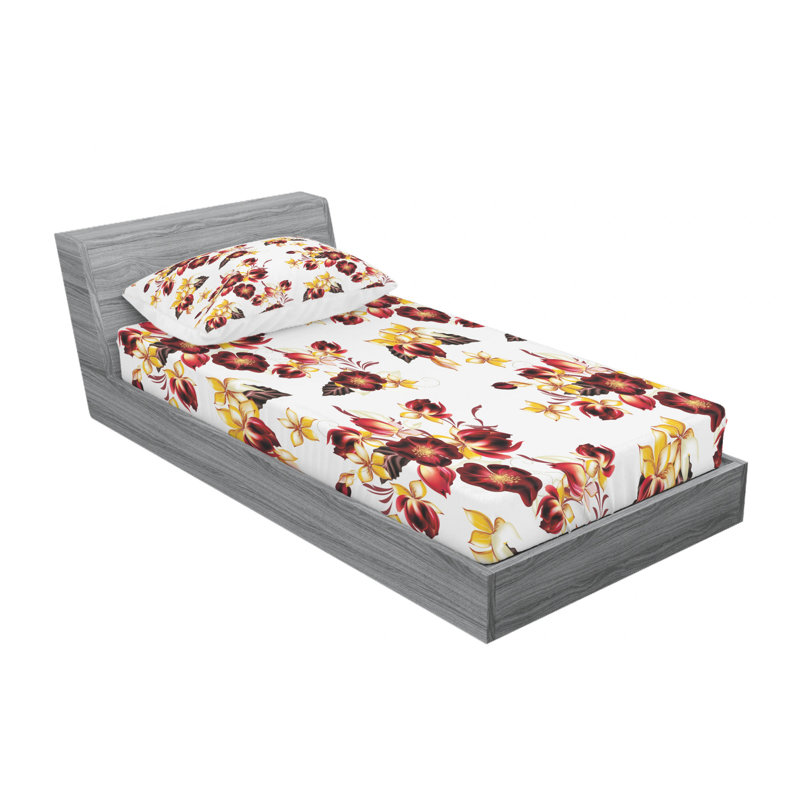 Microfiber Floral Sheet Set, Twin Sheet Set with Fitted Sheet, Pink Floral
