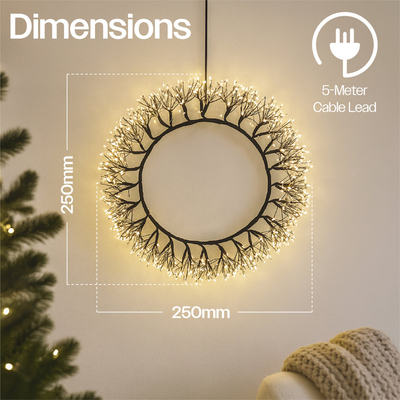 Metal Wreath, 25cm H x 25cm W x 5cm D