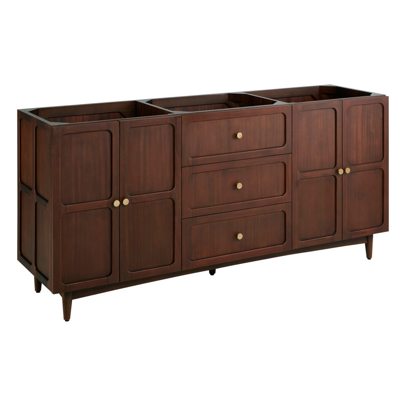 72" Delavan Vanity With Rectangular Undermount Sinks, Feathered White Quartz, 8" Widespread, 72"
