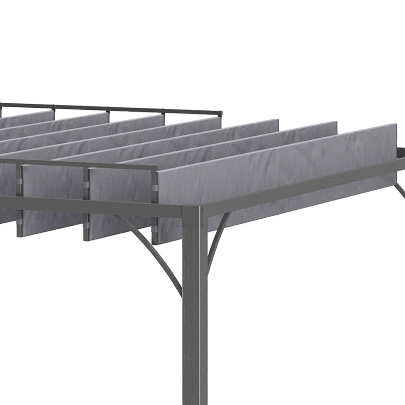 3 X 3m Outdoor Pergola With Retractable Aluminium Louvered Roof, Uv50+ Protection, Powder-coated Steel & Aluminium Frame, Ground Stakes & Expansion Screws, Garden Patio Gazebo, Grey