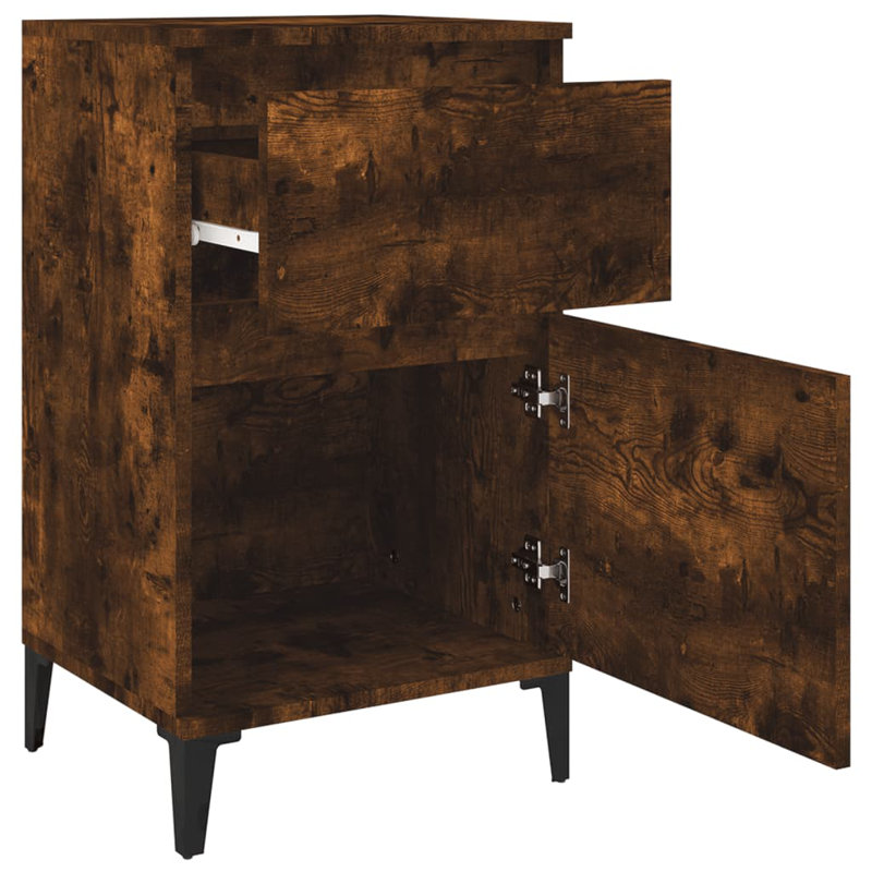 Luverne 40cm W Manufactured Wood Bedside Table, Smoked Oak