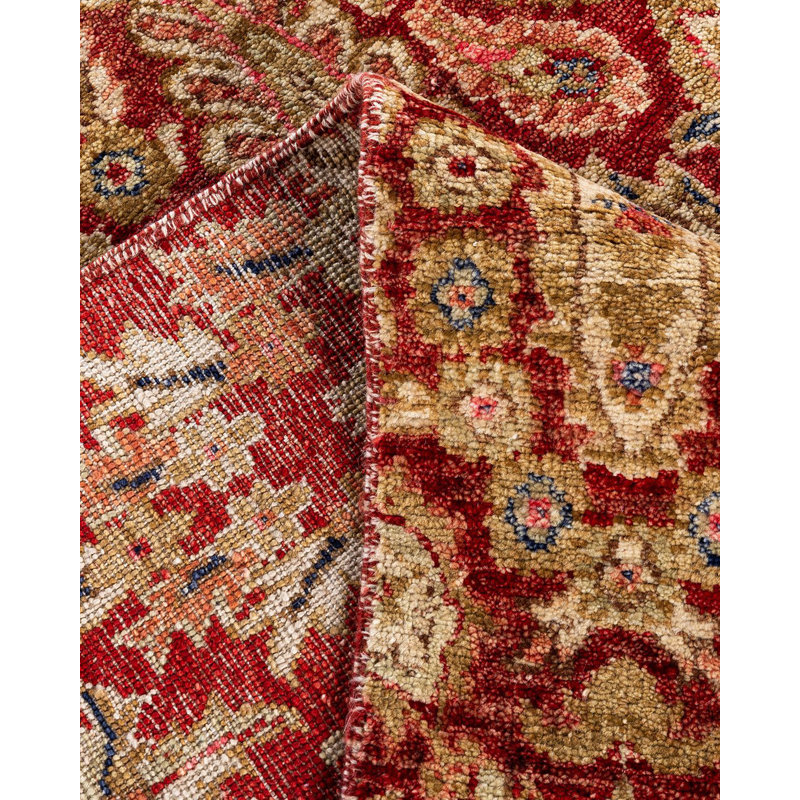 Handmade Red Wool Rectangular Area Rug, 7' 10" x 10' 4"