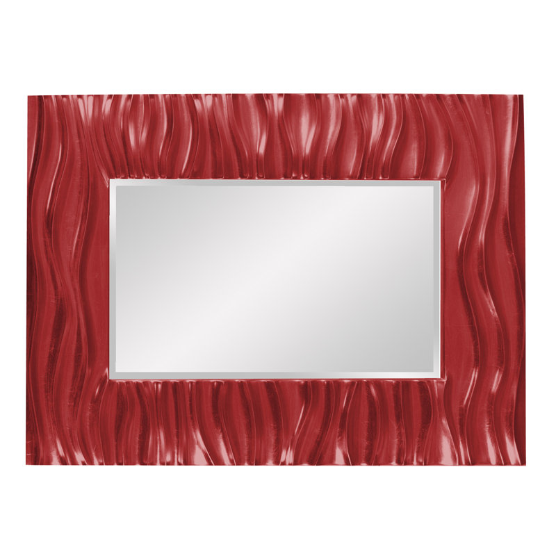 Beahn Rectangle Modern Beveled Accent Mirror, Red