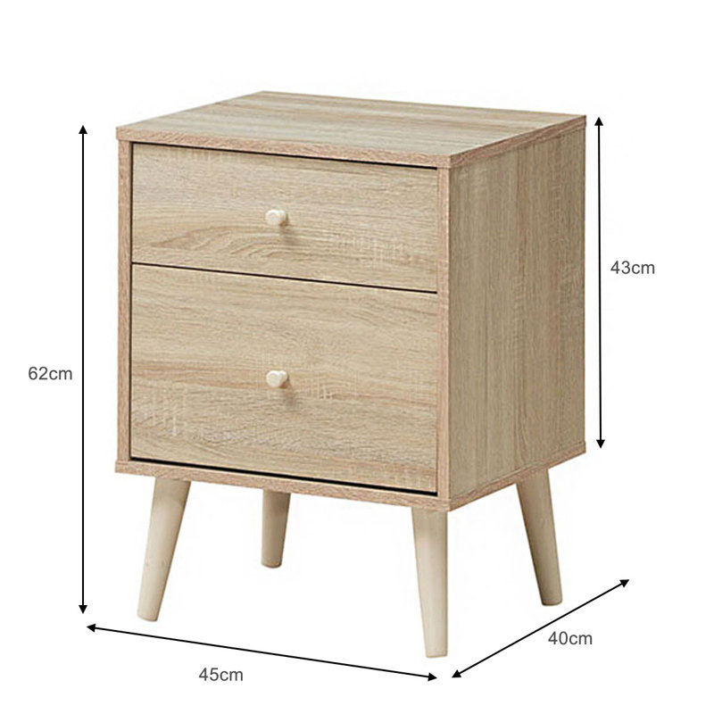 Woodacre 45cm W Bedside Table, Brown