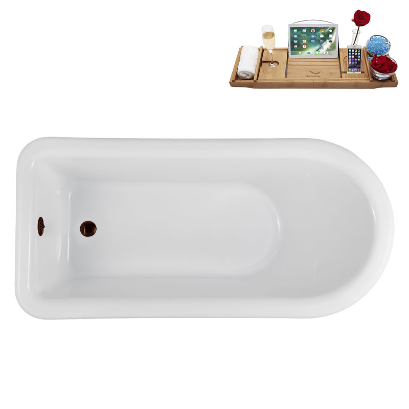 58" Streamlin Clawfoot Tub,Tray,Drain, Clawfeet, Brushed Gun Metal, Matte Oil Rubbed Bronze