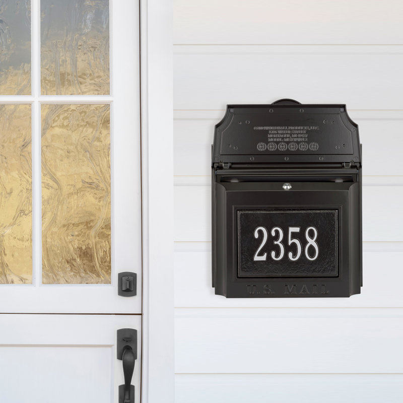 Locking Wall Mounted Mailbox, Black/Silver, Yes
