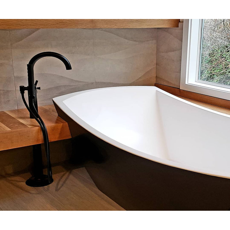 Denali 70'' L Soaking Bathtub, Polished Brass, Matte White
