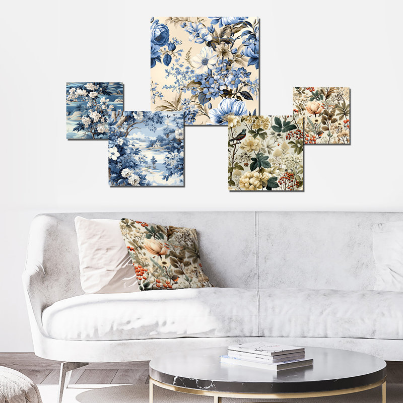 Zena - Ensemble de 5 décorations murales florales