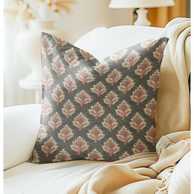 Housse de coussin gris et rouge argile