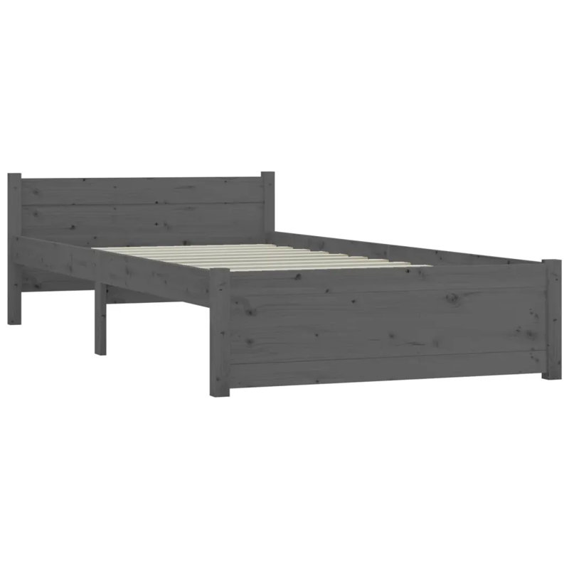 Bed Frame Solid Wood, Grey, Small Single (2'6)