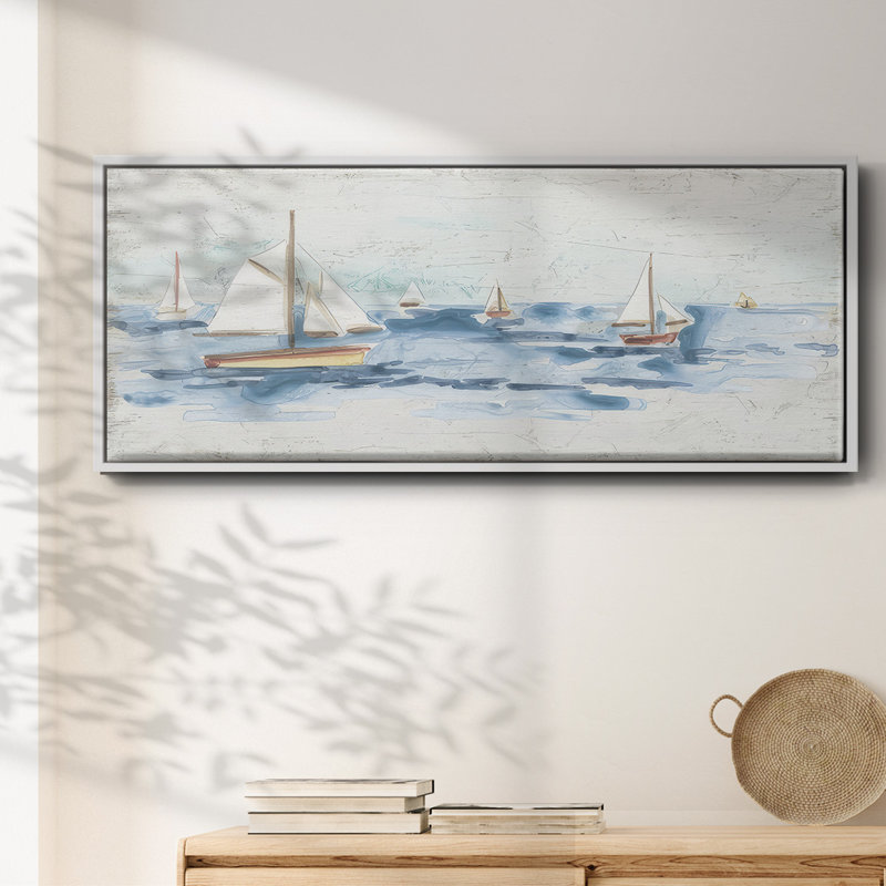 Bateaux sur l'eau I, H 20 po x l 50 po x P 1,5 po, Blanc