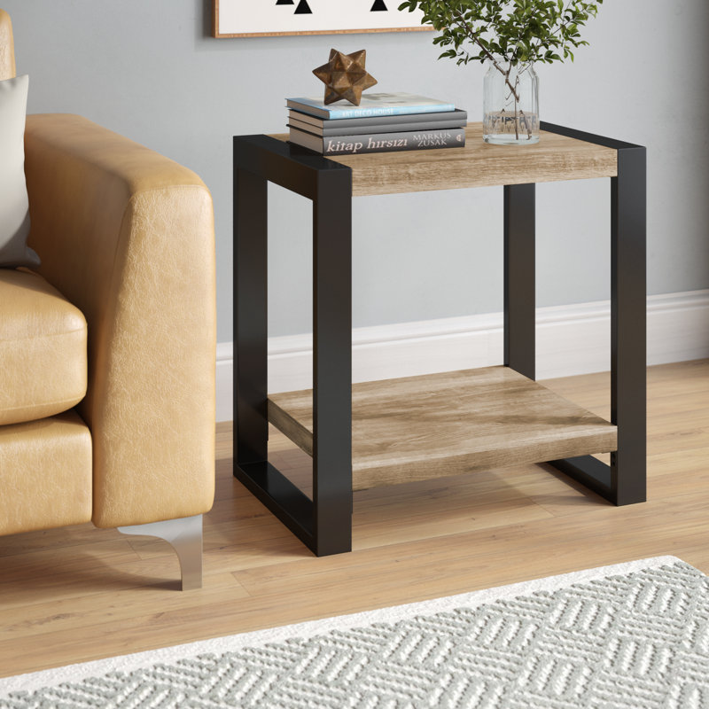 Table de bout de style traîneau avec rangement Yingst, Bois flotté