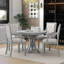 Retro 5-piece dining set extendable round table and 4 chairs,round table top with leaf,dining table set,dining room set Bowlds-388632246-388632244
