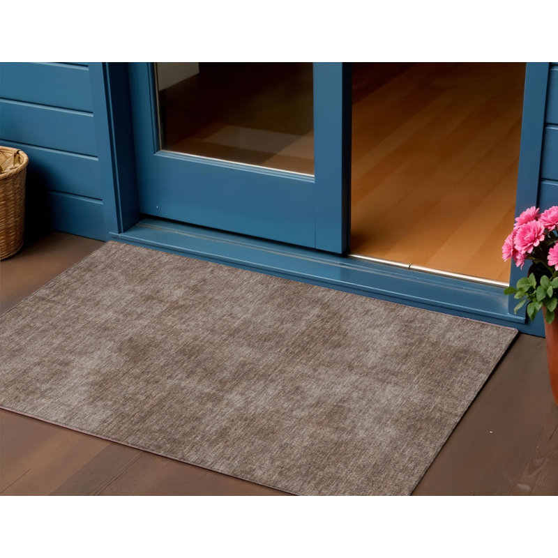 HomeRoots 3' X 5' Brown Washable Indoor Outdoor Area Rug