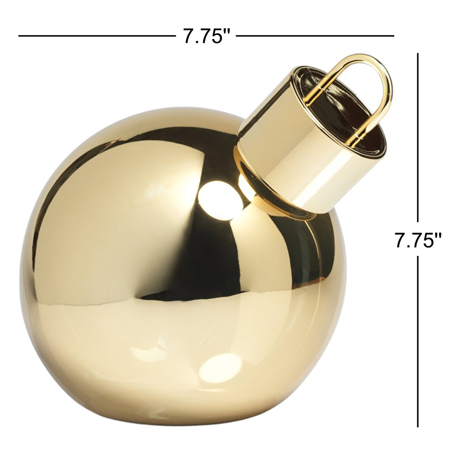 Lighted Glass Slanted Ball Holiday Accent, 7.75" H x 7.75" W x 7.75" D, Gold