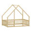 Lit au sol en forme de maison avec barrières de sécurité et structure de toit pour le jeu imaginatif et le sommeil des enfants-546189010