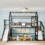 Lit mezzanine avec glissade et escalier, lit maisonnette avec tablettes de rangement, toit en forme de maison et conception silencieuse-556051889-556051888