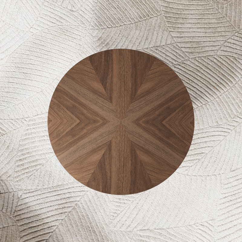 Table basse 33,46 "Mid Century Round, plateau en bois massif brun