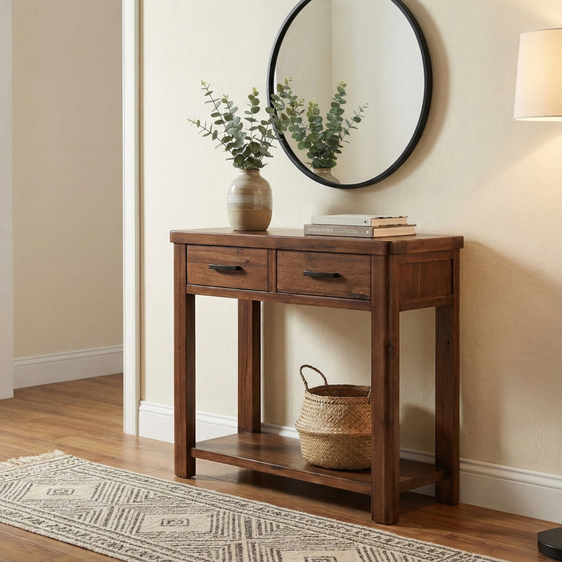 Oruada 90cm Solid Wood Console Table, Dark Brown