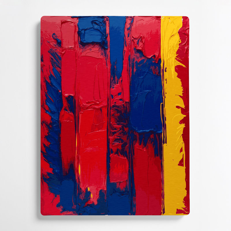 Art abstrait en métal sur fond rouge 50, H 11 po x l 14 po