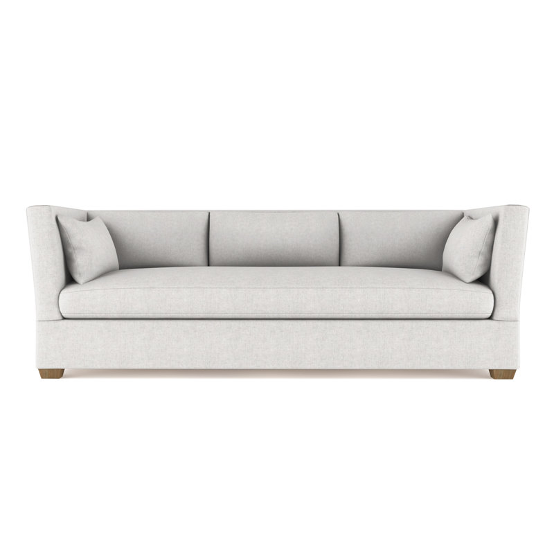 Rivington Flare Square Track-Arm Sofa, Plush Velvet Silver Streak, 31" H x 96" W x 37" D, Ebony