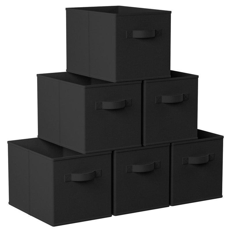 Ensemble de bacs en carton pliables en tissu, H 13 po x l 13 po x P 13 po, Noir