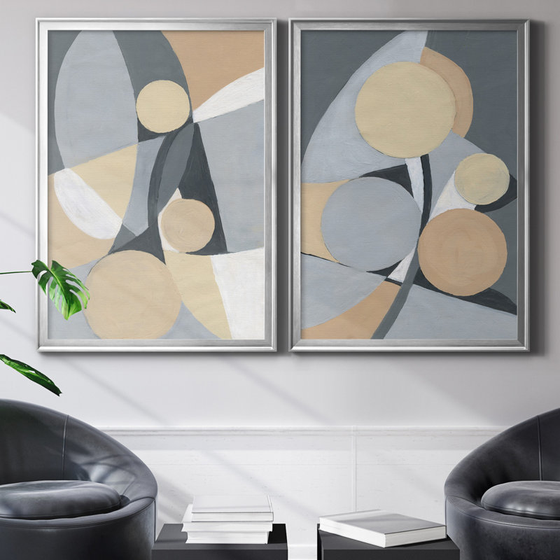 " Millenium I " 2 - Pieces, No Mat, Silver Framed Canvas, 26.5" H x 73" W x 3" D
