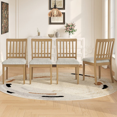 Ensemble de 2 chaises de salle à manger scandinaves modernes, dossier en bois courbé et siège en tissu gris, finition idéale pour la salle à manger et les appartements, montage facile - NATUREL