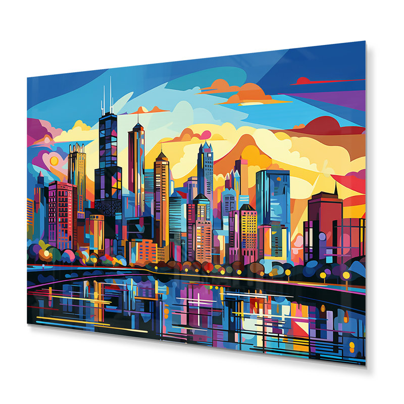 Chicago Popart II - Chicago, reproduction d'art sur métal, H 12 po x l 20 po