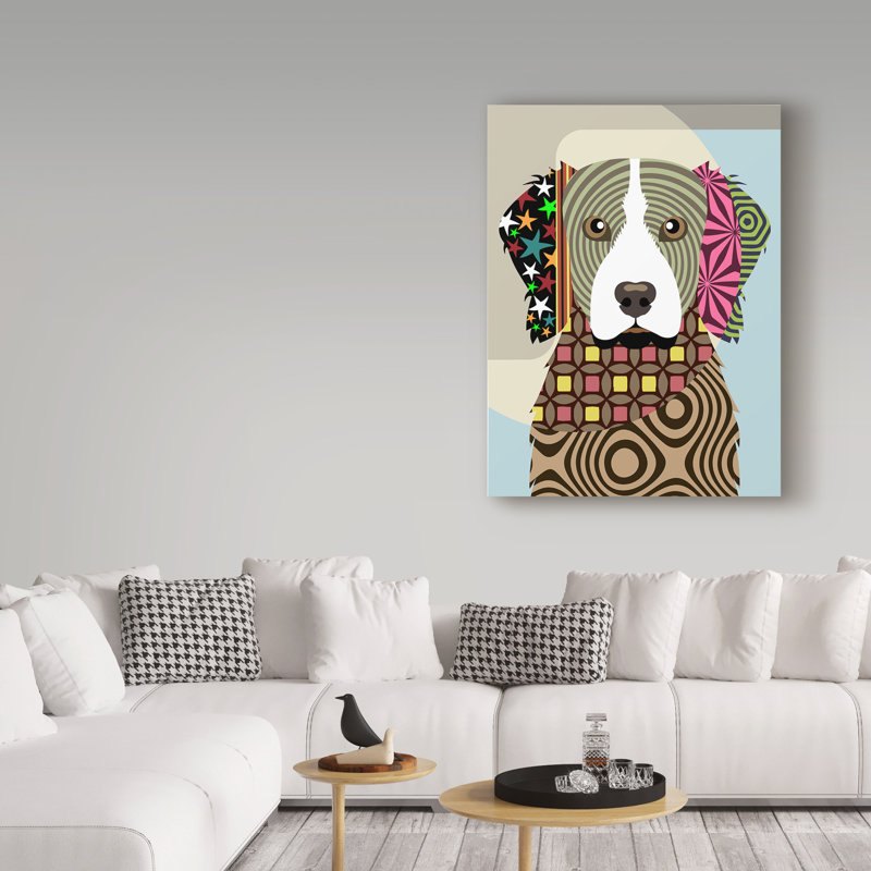 Buckey Brittany Spaniel - impression sur toile tendue, H 24 po x l 18 po x P 2 po
