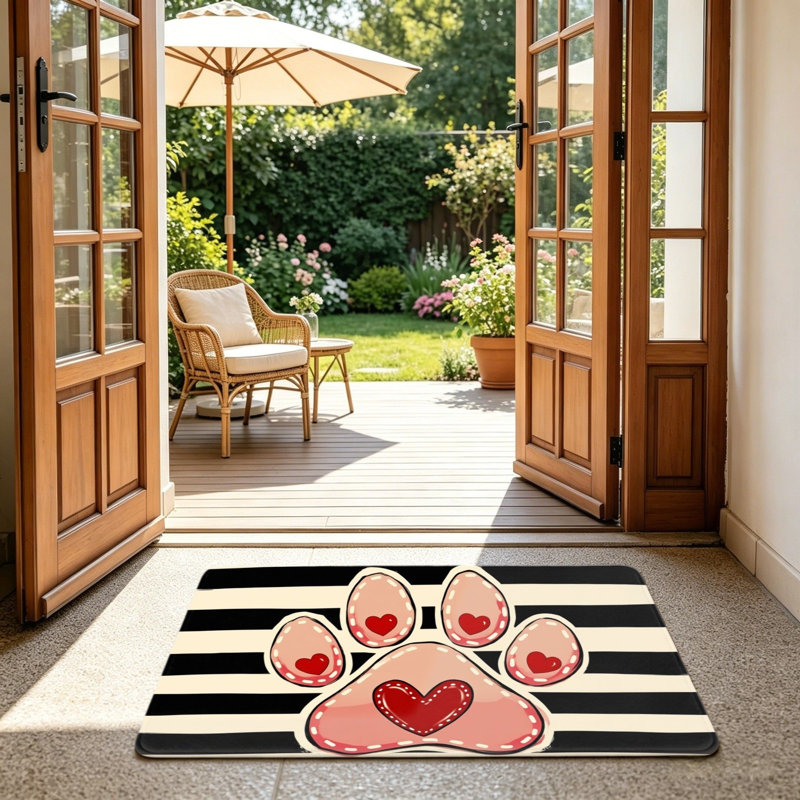 Tapis noir et rouge pour animal de compagnie