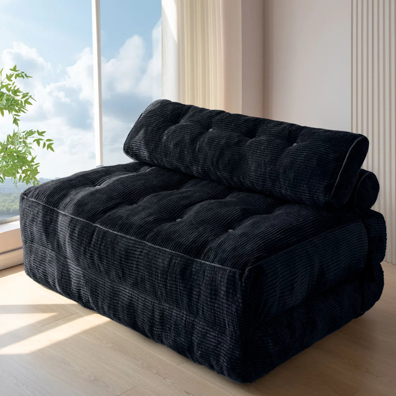 Boneless 8" Futon mattress, Folding Sofa Bed, Black, Double