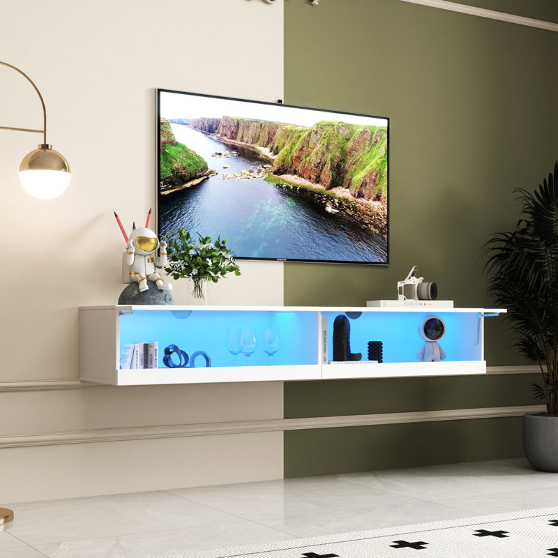 Meuble télé de 80 po avec 20 options de rangement pour la couleur blanche et rechargeables suggérées, adéquat