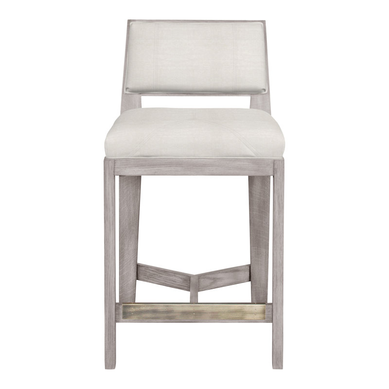 Scoville By Thom Filicia Upholstered Counter Stool with Solid Wood Frame, Gris colombe, Parchemin Nadia