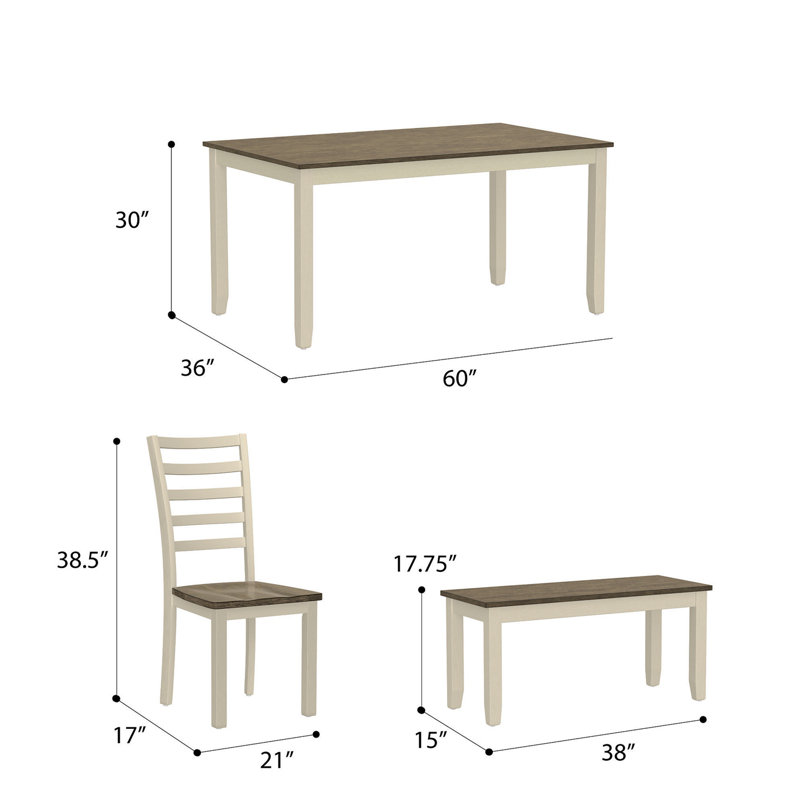 Ensemble de table de salle à manger 6 pièces brun et blanc