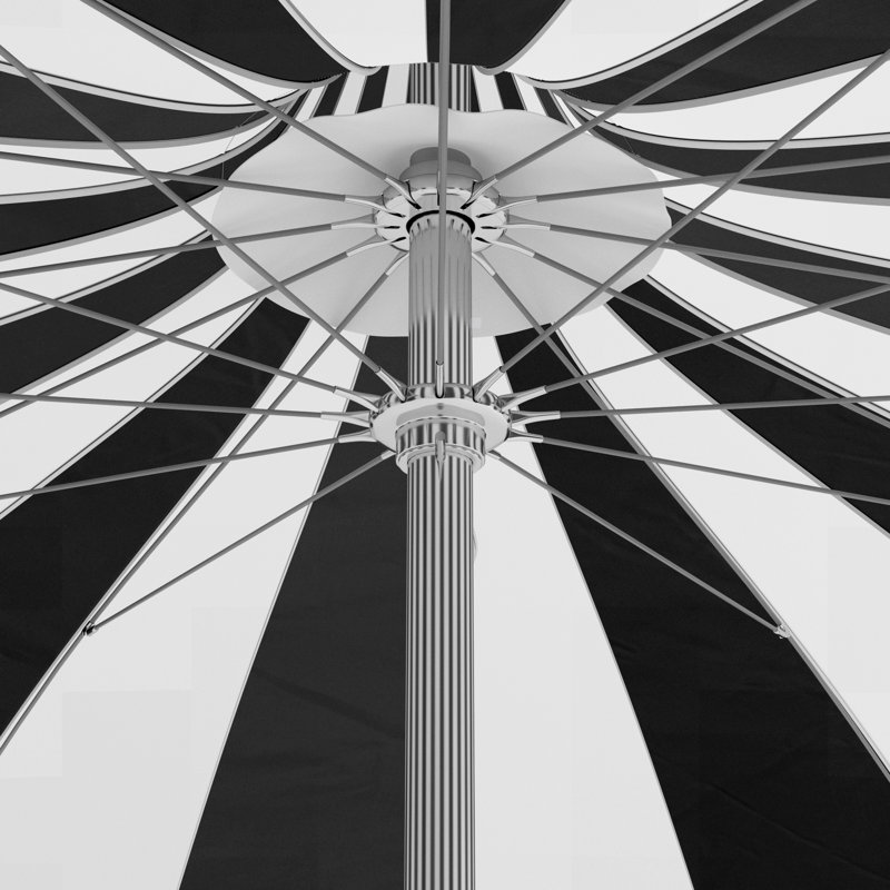 Parasol de marché rayé Tayeko, Noir