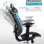 Chaise de bureau en filet, chaises de bureau ergonomiques avec roulettes, support lombaire réglable, accoudoirs, chaise de bureau à haut dossier inclinable avec roulette silencieuse pour le bureau, la maison et les jeux