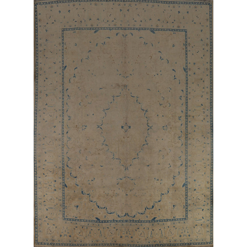 Tapis traditionnel floral rétro en laine 10 x 13