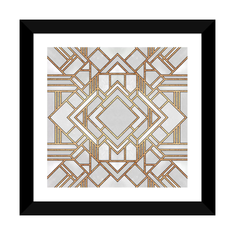 Art déco I par Elisabeth Fredriksson - reproduction d'art, H 16 po x l 16 po x p 1 po, Papier noir