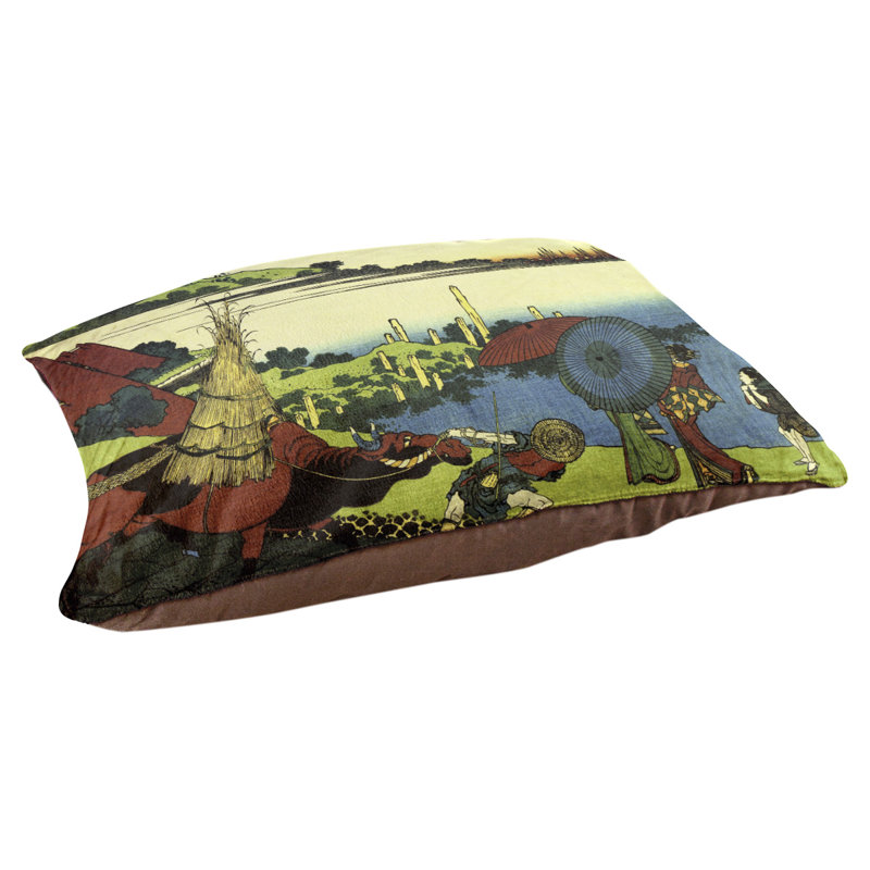 Coussin pour chien de ferme Burkart River, Petit (l 29,5 po x P 19,5 po x H 2,5 po), Vert / Bleu / Brun