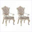 Ensemble de 2 fauteuils d'appoint capitonnés, structure en or rose et blanc cassé, sièges supplémentaires pour les adultes du salon
