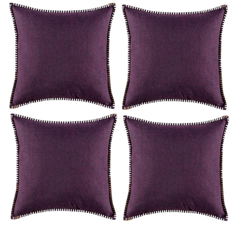 Ensemble de 4 housses de coussin en lin, Mauve, 20 po x 20 po
