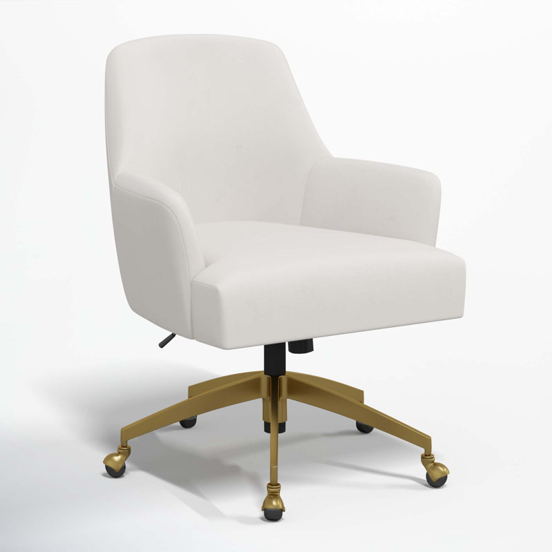 Chaise de travail Ambau, Velours performance gris clair Bella