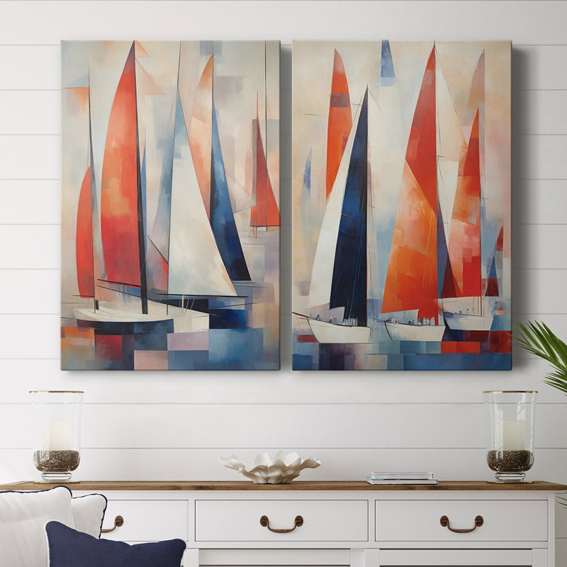 NAUTICAL Series CD XXX - Toile tendue avec châssis de qualité supérieure - Prêt à être accroché, H 48 po x l 64 po