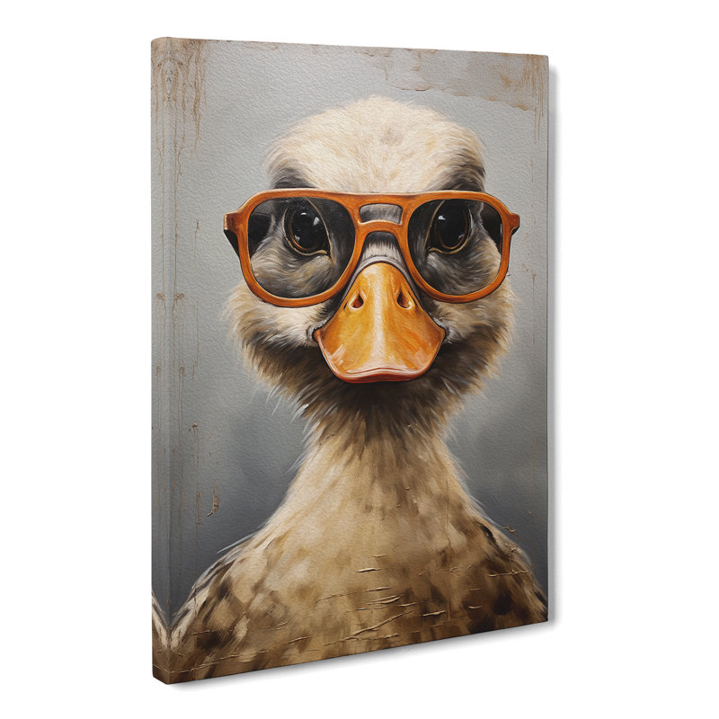Duck With Glasses Painting - Print, 60cm H x 40cm W x 3cm D
