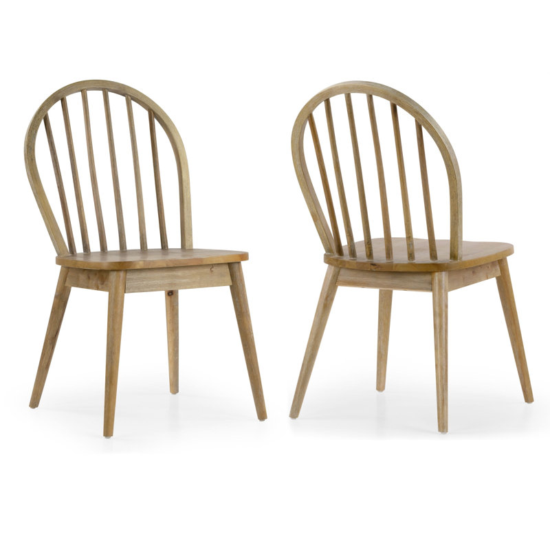 Set of 2 Astra Washed Solid Wood Chair with Windsor Back, Beige