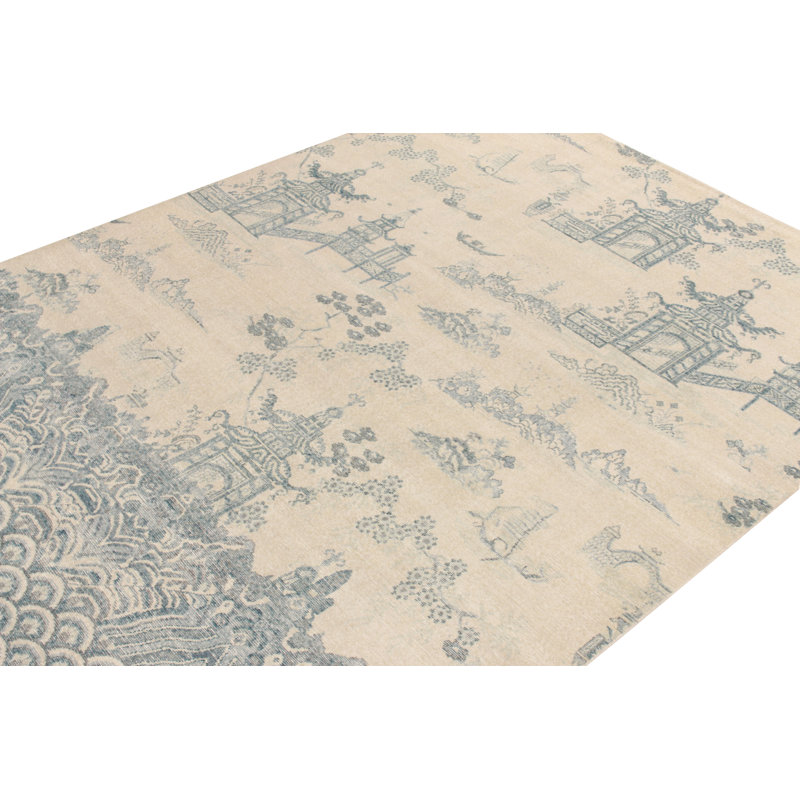 Distressed Homage Hand Knotted Wool Geometric Area Rug, Rectangle 10' x 14'