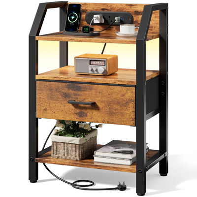 46cm W Steel Bedside Table