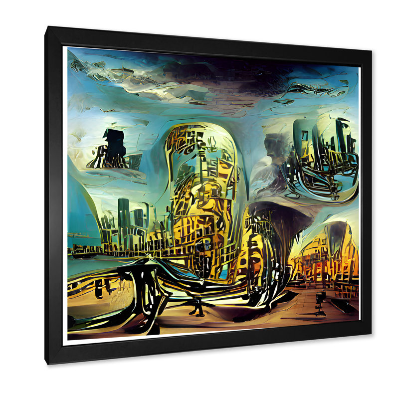 Jeu vidéo Infinite Cyberpunk City - reproduction d'art sur toile industrielle, Cadre photo noir, H 16 po x l 16 po x P 1 po