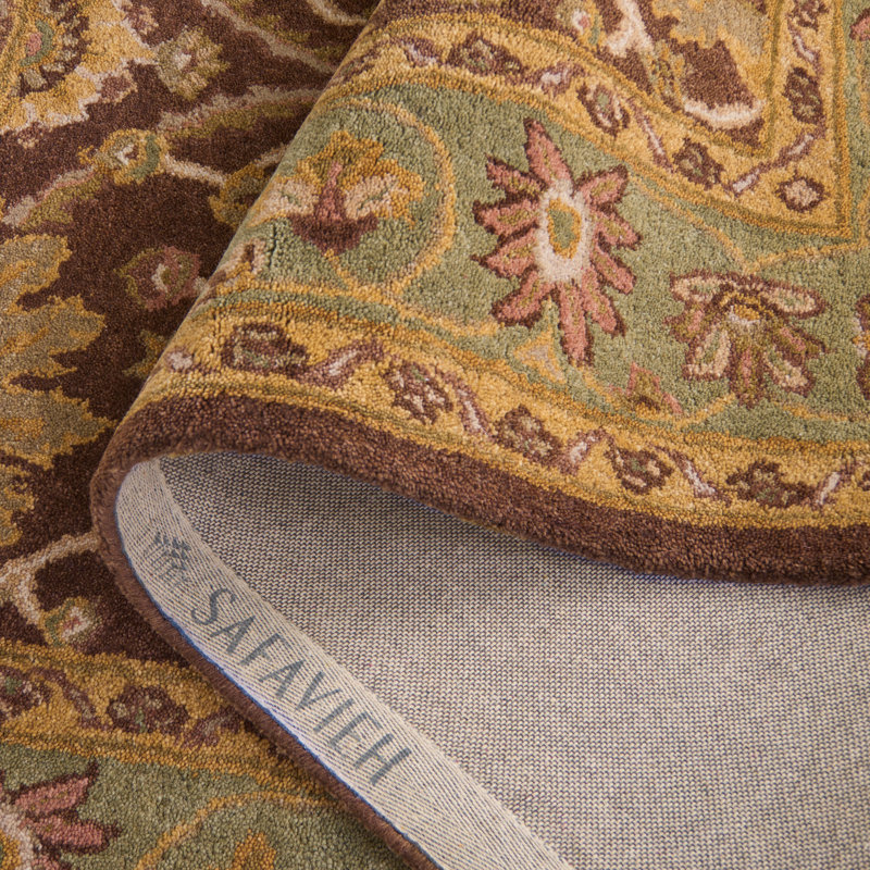Dunbar Hand Tufted Wool/Cotton/Latex Oriental Rug in Chocolate/Blue, Rectangle 5' x 8'